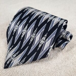 Oscar de la Renta Black and Silver Patterned Silk Men's Necktie